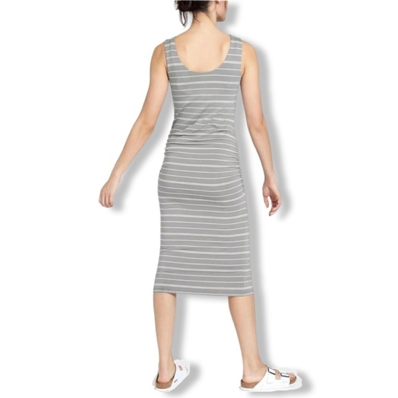 Athleta Gray/White Striped Comeback Tank Midi Dress - Picture 2 of 8